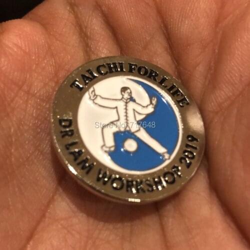 1000pcs Custom TAI CHI for HEALTH Metal Pin Badge Brooch free shipping by DHL A