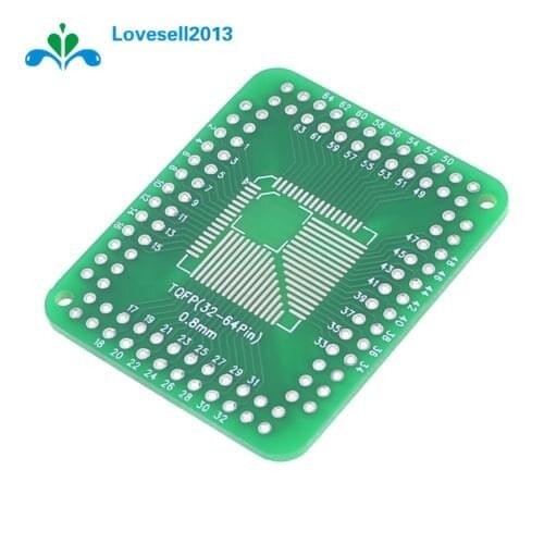 2Pcs QFP/TQFP/LQFP/FQFP 32/44/64/80/100 To DIP Adapter PCB Board Converter
