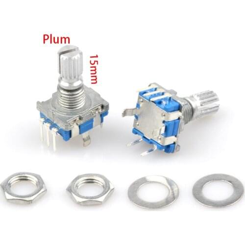 5pcs/lot EC11 Rotary Encoders 15mm Plum Handle Audio Digital Potentiometer With Switch 5 Pin incremental encoder