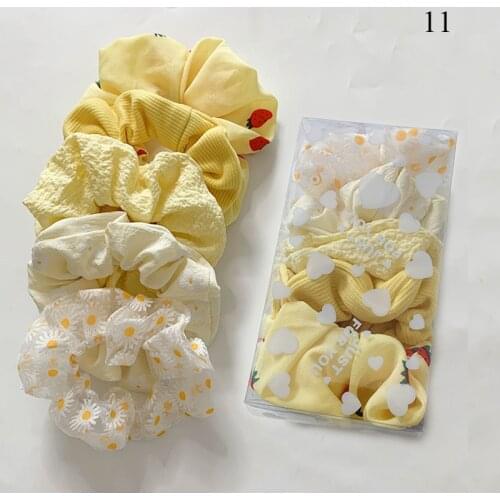 8PCS/Pack Women Elastic Hair Bands Cute Hair Ties Set Polka Dot Plaid Print Silky Scrunchie Set POnytail Holder Hair Accessories