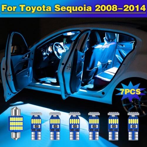 7PCS Error Free Auto LED Bulb Car Interior Dome Reading Light Trunk Lamp For Toyota Sequoia 2008 2009 2010 2011 2012 2013 2014