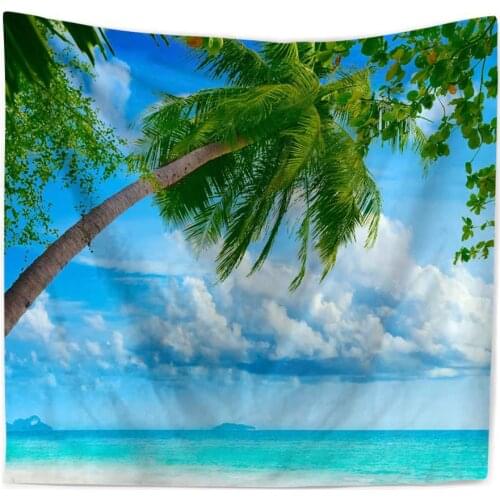 Large Size Wall Hanging Tapestry Picnic Mats Curtain Bed Sheets 7 Models Beach Sea Coconut Tree Scenery Wall Background Decor
