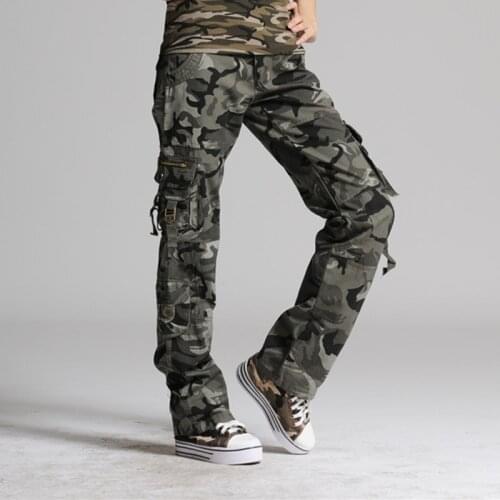 Womens Camouflage Pants Woman Cotton Multi-Pocket Casual Loose Female Baggy Cargo Pants Military Plus Size Trousers