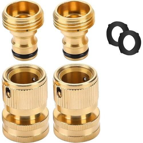 LBER Garden Hose Quick Connect: Hose Fittings Quick Release Hose Connector, Water Hose Connectors 3/4 Inch Male 2 Sets