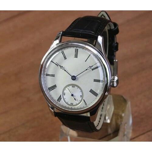 44mm GEERVO convex mirror white dial Asian 6497 17 jewels Mechanical Hand Wind movement mens watch Mechanical watches gr314-g8