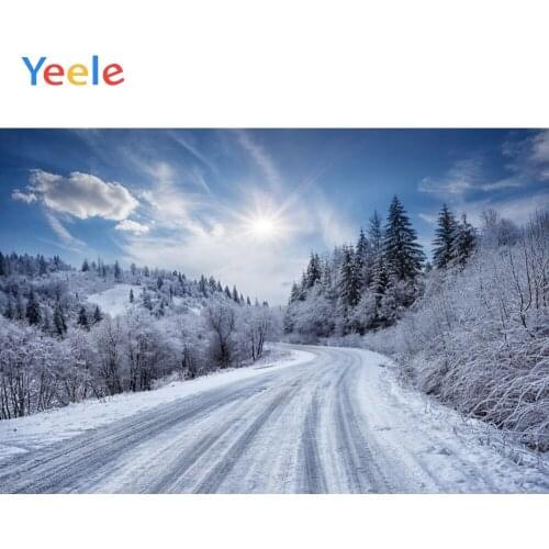 Yeele Winter Photocall Snow Forest Cloud Sky Road Photography Backdrops Personalized Photographic Backgrounds For Photo Studio