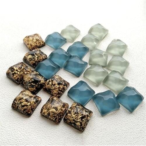 10PCS Geometric Square Irregular Water Ripple Gold Foil Resin For Earring DIY Handmade Jewelry Making Accessories
