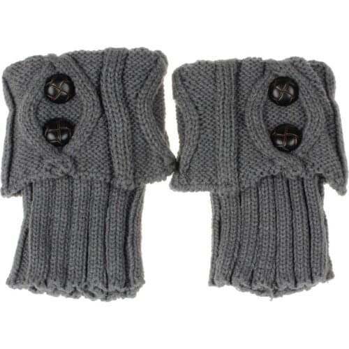 Leg warmers Winter new style short rhombus flip 2 buttons knitted woolen sock cover fashion boot foot