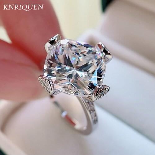 2021 New 100% Real 925 Sterling Silver 11*11mm High Carbon Lab Diamond Wedding Engagement Rings for Girlfriend Fine Jewelry Gift