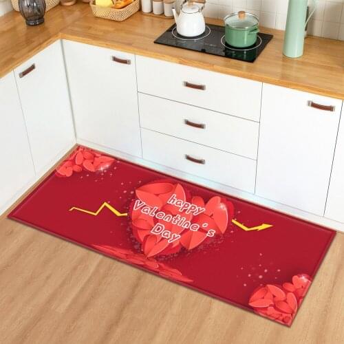 Kitchen Carpet Entrance Doormat Valentines Day Pattern Bedroom Decoration Rug Home Bathroom Balcony Hallway Non-Slip Floor Mat