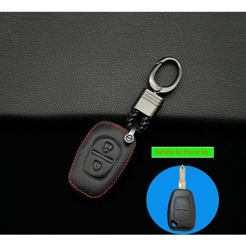 2 Button Leather Car Key Case For Opel Movano Vivaro For Renault Trafic Kangoo Uncut NE73 / VAC102 Remote Control Shell