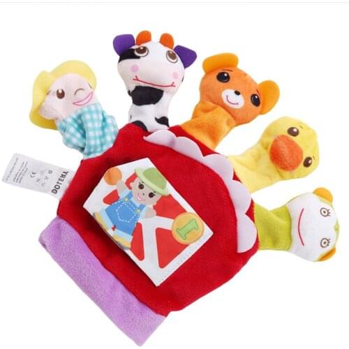 Hand Puppets Toy Glove Cartoon Animal Finger Plush Toys On Fingers Biological Children Baby Doll Kids Educational