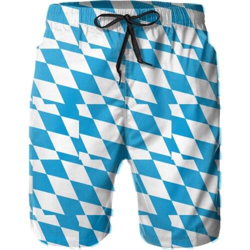 Summer Men Causal Shorts Breathable Quick Dry Graphic German states basketball Flag Of Bavaria (lozengy) Hawaii Pants