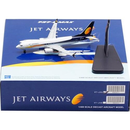 1:400 Scale B737-8MAX VT-JXA JET Airways Airlines Model Airplanes Alloy Aircraft Plane Collectible Model Souvenir Ornaments