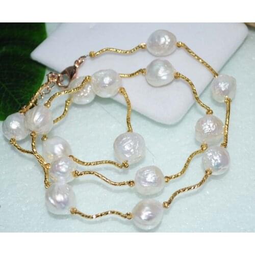 Fashionable joker natural white 10-11 baroque pearl necklace 30" 001