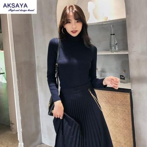 Autumn Winter Pure Cashmere Sweater Womens High-Necked Pullover Knitted Sweater Turtleneck Sweaters Jumper Women