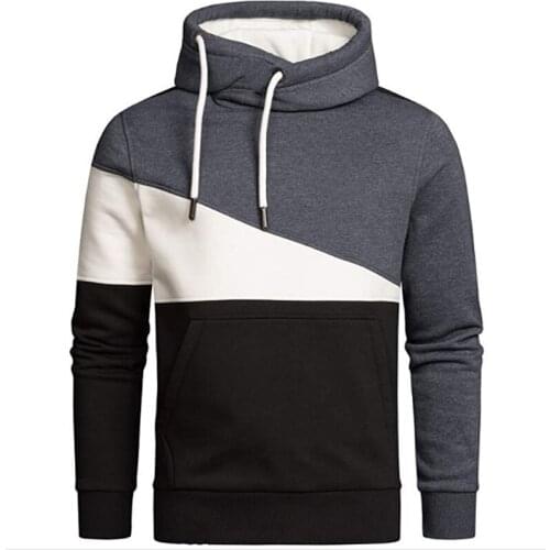 Autumn Mens Hoodies Slim Hooded Sweatshirts male fashion spell color Hip hop Mens clothing streetwear harajuku hoodie men