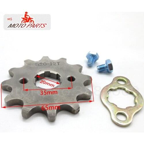 Front Engine Sprocket 520# 12T Teeth 20mm For 520Chain With Retainer Plate Locker Motorcycle Dirt Bike ATV Parts