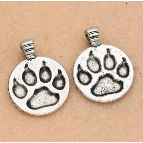 2pcs Tibetan Silver Plated Bear Paw Footprint Charm Pendants for Jewelry Making Bracelet Diy Jewelry Findings 28x22mm