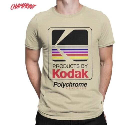 Products By Kodak Polychrome T-Shirts for Men Vintage Cotton Tees Round Collar Short Sleeve T Shirt Printing Tops