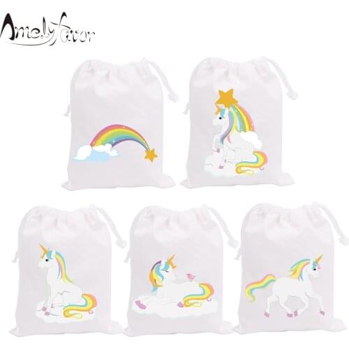 Rainbow Unicorn Animals Theme Party Favor Bags Party Gift Bags Kids Birthday Event Baby Shower Party Container Supplies