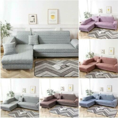 2pcs Sofa Covers L Shape Couch Cover Stretch Fabric Corner Sectional Sofa Cover Elastic Anti-ash Decor Resistant Slipcover