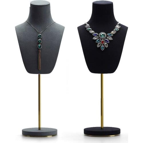 Portrait Neck Stand Necklace Model Jewelry Display Stand Metal Microfiber Shop Window Jewelry Display Props