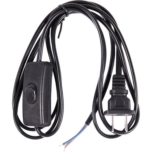 US Plug 1.8M Power Cord on/off Button Switch AC110V 3A AC250V 6A Black