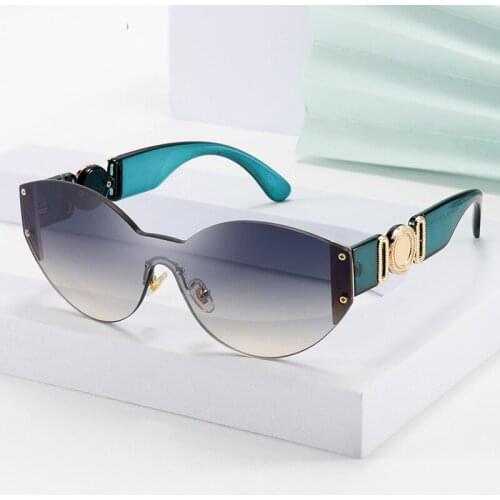 New European and American Fashion One Piece Sunglasses, Oval Small Frame Sunglasses for Men and Women, Trendy Sun-shading