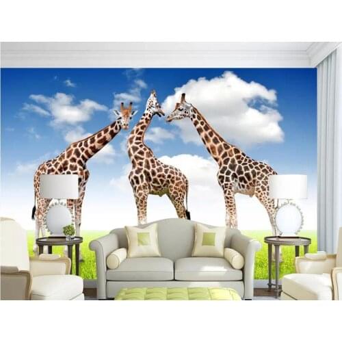Modern Custom 3D Wallpaper Childrens room animal world giraffe TV wall Art Mural for Living Room Large Painting Home Decor