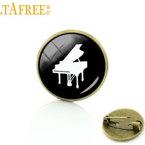 TAFREE New arrival piano brooches retro ethnic style Musical instrument silhouette art brooch pins vintage badge jewelry T765