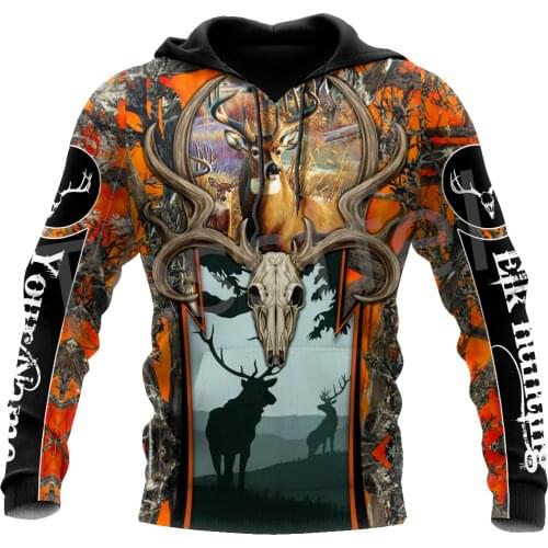 Tessffel 3DPrint Camo Deer Hunting Tattoo Animal Hunter Men/Women NewFashion Jacket Zip Funny Hoodies Long Sleeve Streetwear S5