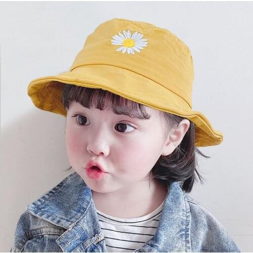 Spring Summer Baby Hats Daisy Flower Kids Outdoor Sun Hats Boys Girls Beach Caps Cotton Fisherman Hat