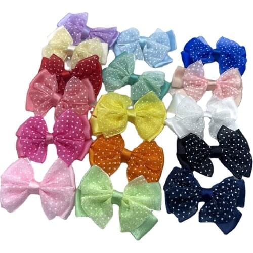 U PICK 15color 3/15pcs double Organza Ribbon Flowers Bows with Mini Dots DIY/Wedding/Applique Craft
