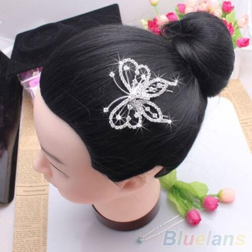Womens Elegant Butterfly Crystal Rhinestone Hair Comb Clip Wedding Bridal Jewelry hair accessories