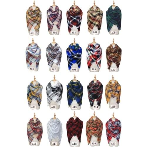 Winter warm Plaid Cashmere like blanket Scarf shawl pashmina/grid scarves 99 color