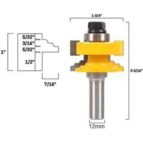1pc 12MM 1/2 Shank Classical Reversible Rail & Stile Ogee Tenon Glass Door Router Bit Milling Cutter for Wood Woodworking 03076