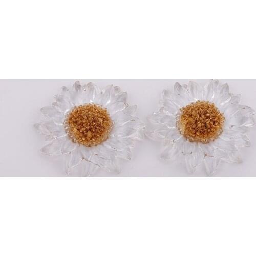 10pcs 38mm Resin Crystal Clear Sunflower Daisy Flatbacks DIY Crafts Embellishments Flower Cabochon Decorations For Scrapbooking