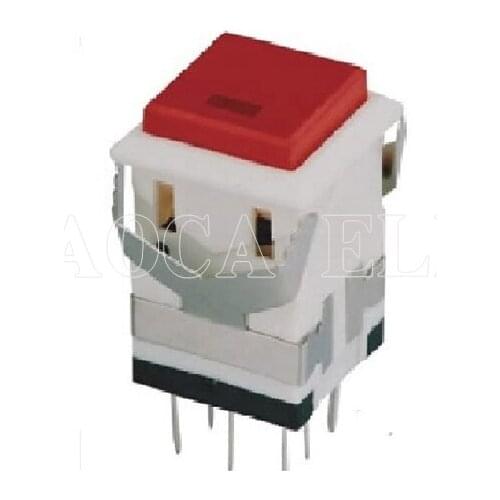 100PCS KD2-21 ON-ON self-locking square push button LED light switch with 3V red LED led push button switch white housing