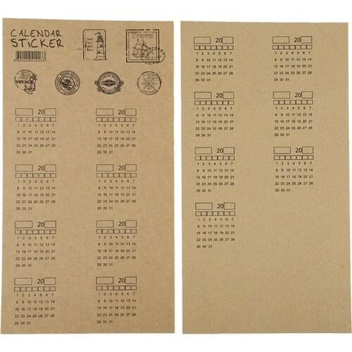 2 sheet/set 2021 Calendar Index Sticker Date Label Handwritten Blank Notebook Stationery Classification Calendar Schedule