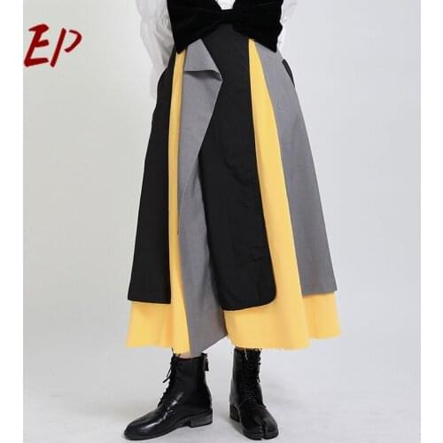 2021 EP Official Store Irregular Fashion Women Skirt Ankle-Length Pleated Long Skirts Streetwear Empire Plus Size Skirt