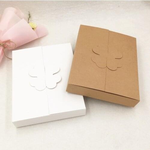 24Pcs/Lot 16*12.6*2.5cm DIY Paper Box White/Brown Paper Gift Boxes Muffin Cake Candy Packaging For Wedding Home Party