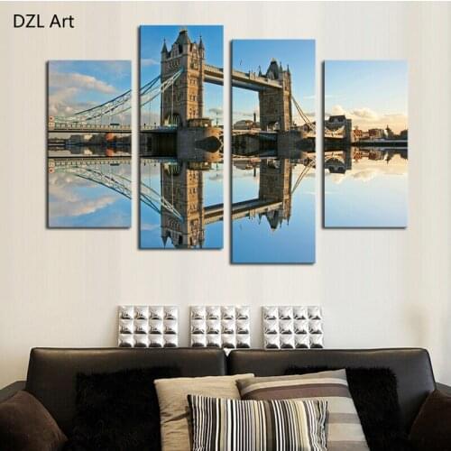 4 Pcs (No Frame) Classical Bridge Landscape Wall Art Picture Home Decoration For Living Room Canvas Print Painting Artwork
