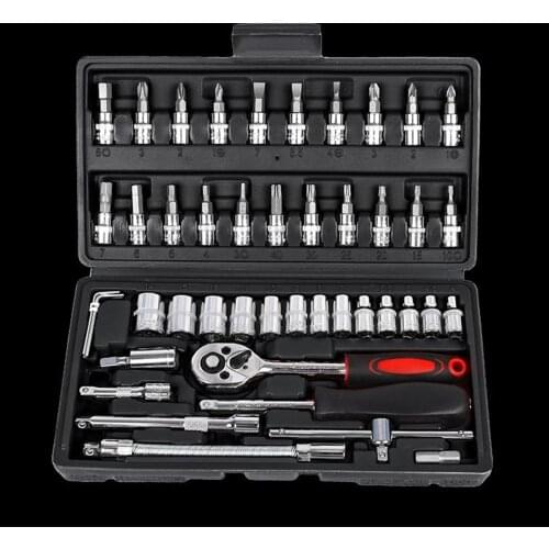 46 In 1 Wrench Batch Head Ratchet Carbon Steel Socket Spanner Screwdriver Motorcycle Car Repair Tool Set