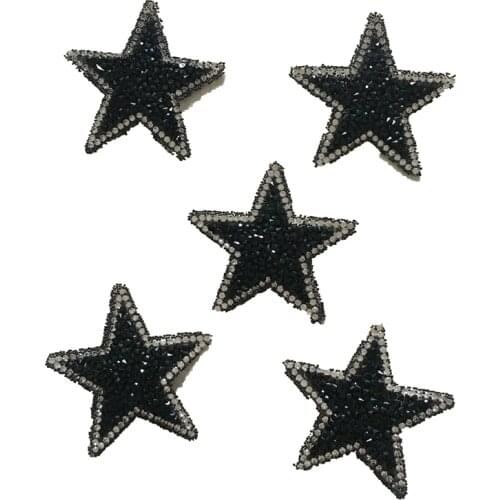 5PCS/lot 3D Rhinestones Star Beaded Iron on Patches for Clothes Bags DIY Accessories Hot Melt Crystals Stars Decoration Applique