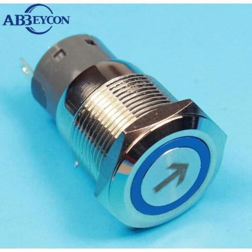ABBEYCON IP67 19mm diameter pilot light anti-vandal 12v ring LED arrow symbol metal indicator