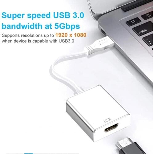 HD 1080P USB 3.0 to Compatible Adapter External Graphics Card Audio Video Converter Cable Support Windows XP Vista Win7 / 8