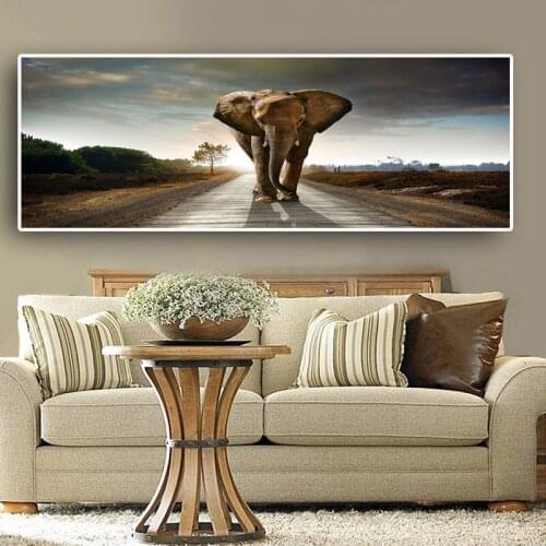 Africa Elephant Animal Landscape Canvas Art Posters and Prints Scandinavia Nordic Abstract Wall Art Picture for Living Room