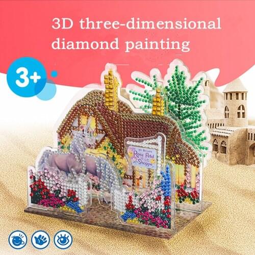 Special Shaped Diamond Painting 3D Three-dimensional Puzzle Unicorn Landscape Picture Handmade DIY Blocks Puzzle Decor