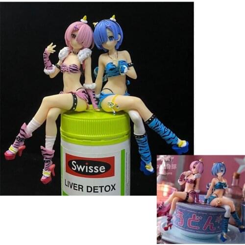 Anime Re:Life In A Different World From Zero Leopard Sitting Rem Ram Beautiful Girl PVC Action Figure Model Toys Doll Ornament